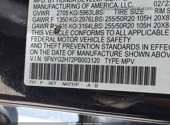 5FNYG2H72PB003120 2023 HONDA PILOT Black Engine compartment view