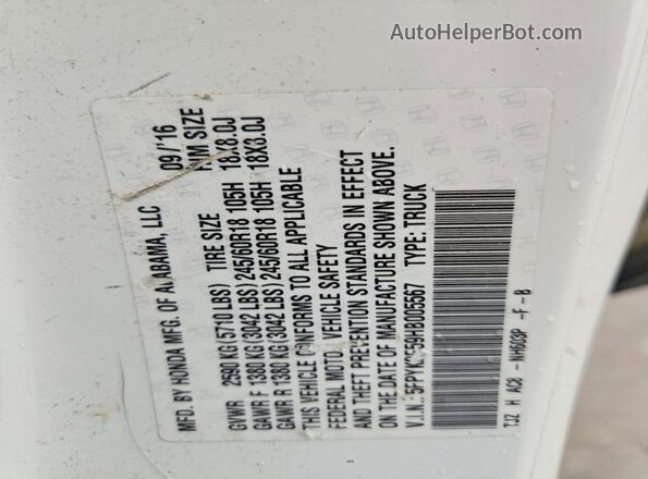 5FPYK2F59HB005567 2017 HONDA RIDGELINE Белый Вид подкапотного пространства