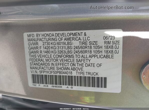 5FPYK3F50PB044018 2023 HONDA RIDGELINE Silver Engine compartment view