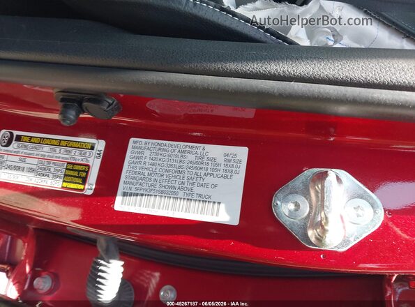 5FPYK3F51SB032050 2025 HONDA RIDGELINE Red Engine compartment view