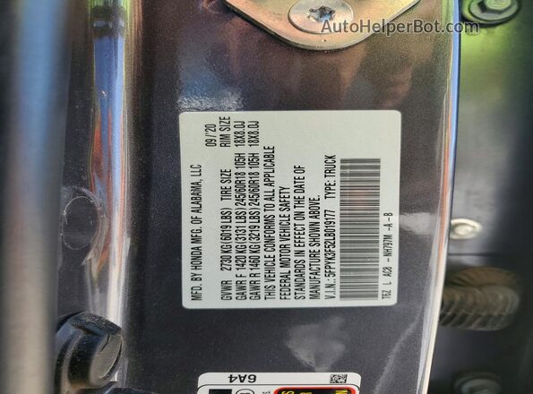 5FPYK3F52LB019177 2020 HONDA RIDGELINE Gray 