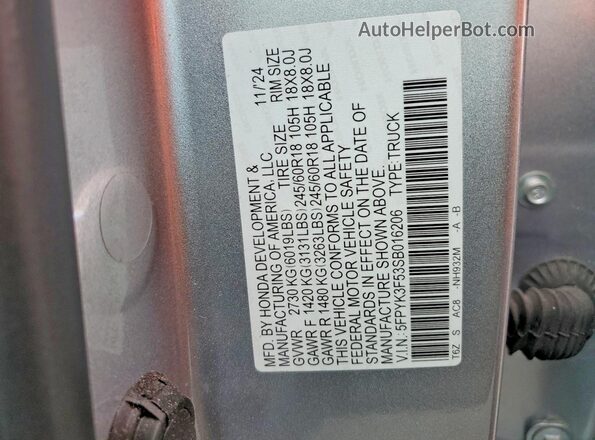 5FPYK3F53SB016206 2025 HONDA RIDGELINE Silver 