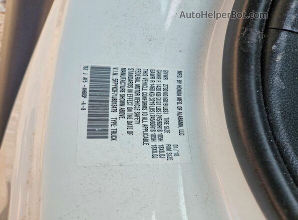 5FPYK3F71JB013479 2018 HONDA RIDGELINE White Vista del compartimento del motor