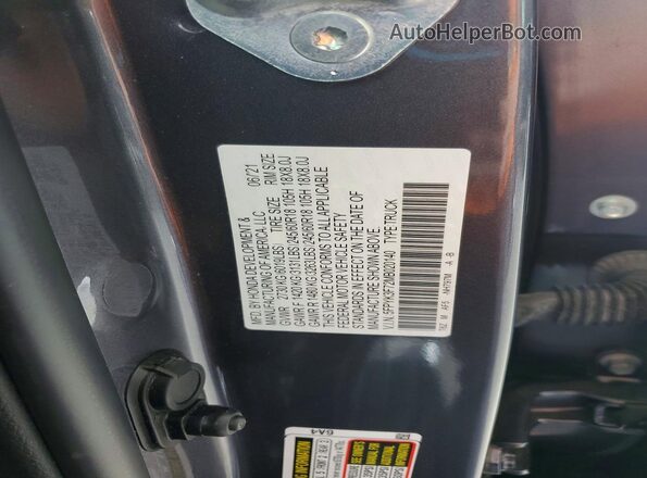 5FPYK3F72MB020140 2021 HONDA RIDGELINE Charcoal Вид підкапотного простору