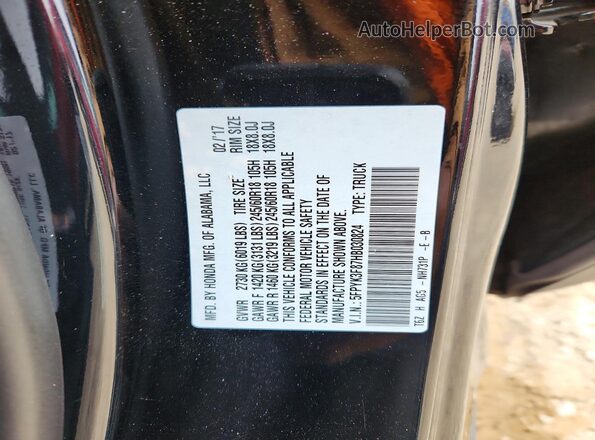 5FPYK3F87HB030824 2017 HONDA RIDGELINE Black 