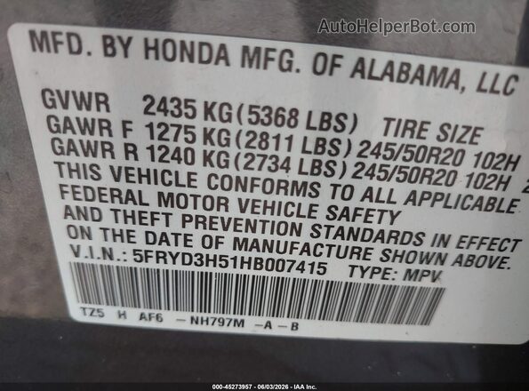 5FRYD3H51HB007415 2017 ACURA MDX Gray 