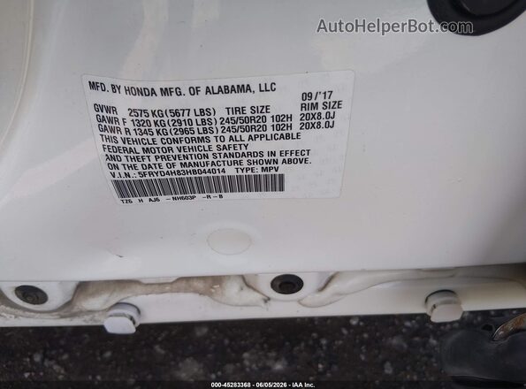 5FRYD4H83HB044014 2017 ACURA MDX White 