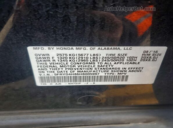 5FRYD4H86HB005997 2017 ACURA MDX Black 