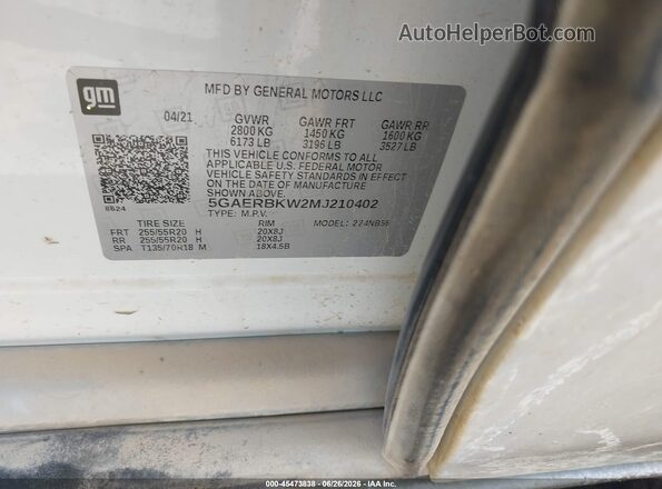 5GAERBKW2MJ210402 2021 BUICK ENCLAVE Белый Вид подкапотного пространства