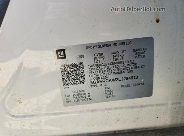 5GAERCKW2LJ284813 2020 BUICK ENCLAVE White 