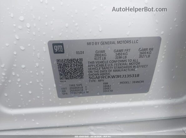 5GAERCKW3RJ135318 2024 BUICK ENCLAVE White Engine compartment view