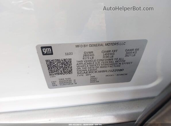 5GAERCKW8RJ122080 2024 BUICK ENCLAVE White Engine compartment view