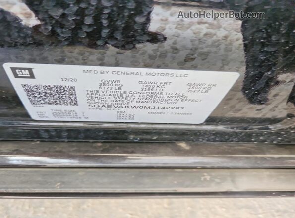 5GAEVAKW0MJ142283 2021 BUICK ENCLAVE Black Vista interior de 360 grados