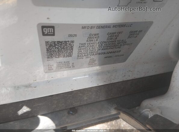 5GAEVARS0SJ268210 2025 BUICK ENCLAVE Белый Вид подкапотного пространства
