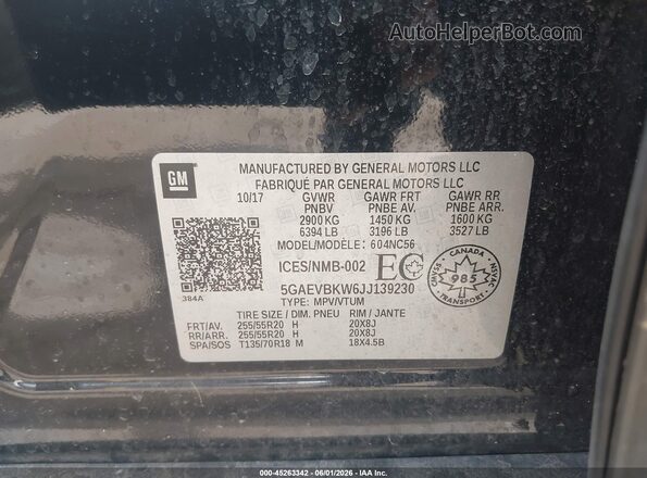 5GAEVBKW6JJ139230 2018 BUICK ENCLAVE Black Widok komory silnika