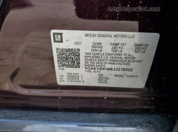 5GAEVBKW6JJ178352 2018 BUICK ENCLAVE Purple 