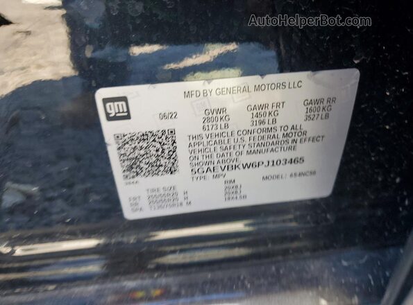 5GAEVBKW6PJ103465 2023 BUICK ENCLAVE Black VIN კოდის სტიკერის ხედი
