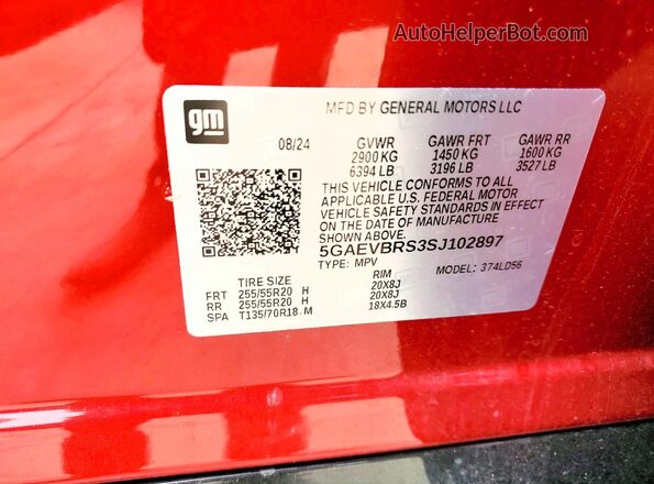 5GAEVBRS3SJ102897 2025 BUICK ENCLAVE Red 