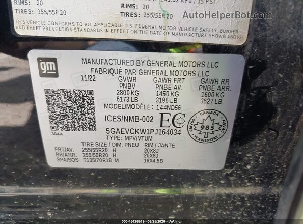 5GAEVCKW1PJ164034 2023 BUICK ENCLAVE Black ძრავის განყოფილების ხედი