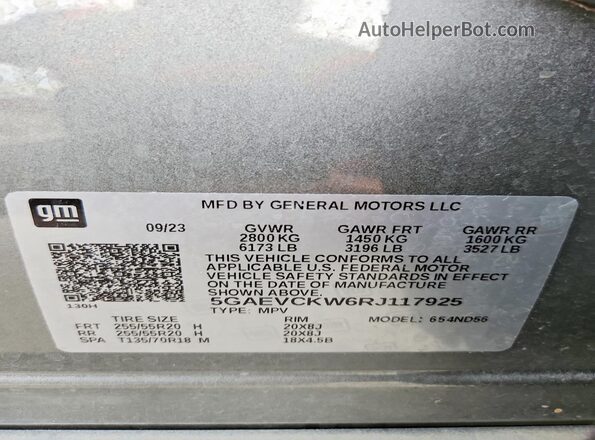 5GAEVCKW6RJ117925 2024 BUICK ENCLAVE Silver Widok wnętrza 360 stopni
