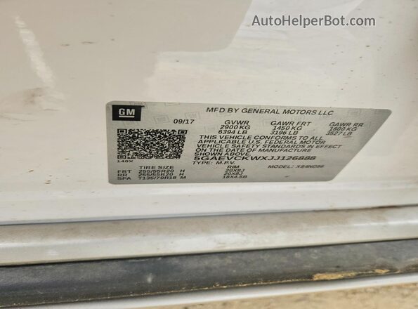 5GAEVCKWXJJ126888 2018 BUICK ENCLAVE White 