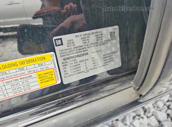 5GAKRBKD4HJ228164 2017 BUICK ENCLAVE Черный Вид наклейки с VIN-кодом