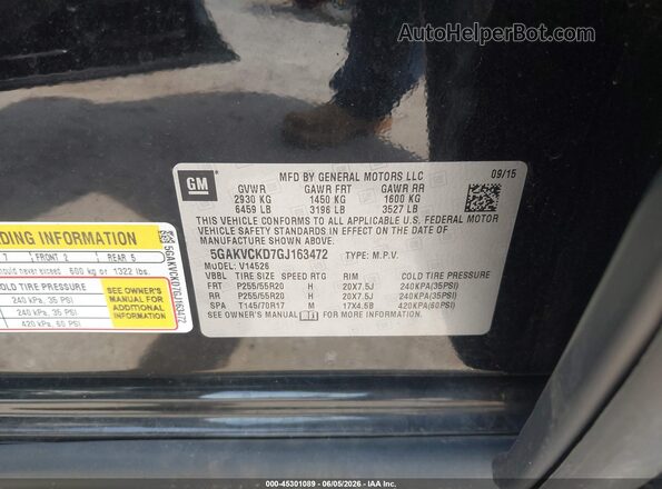 5GAKVCKD7GJ163472 2016 BUICK ENCLAVE Black Widok komory silnika
