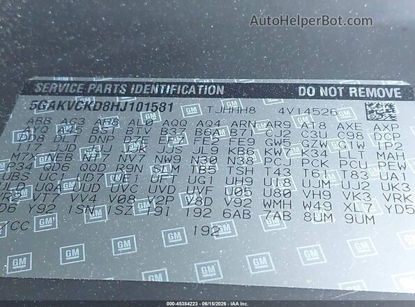 5GAKVCKD8HJ101581 2017 BUICK ENCLAVE Белый Вид подкапотного пространства