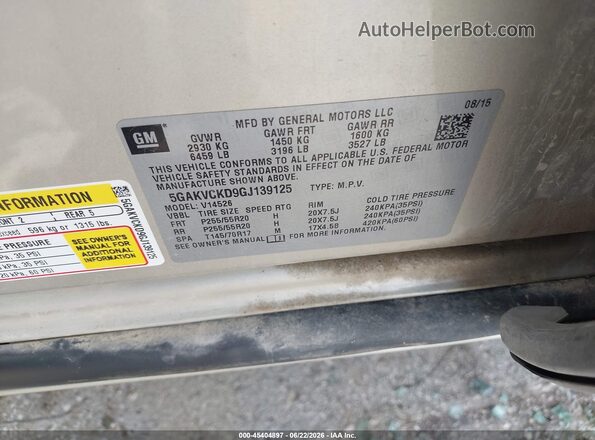 5GAKVCKD9GJ139125 2016 BUICK ENCLAVE Tan Engine compartment view