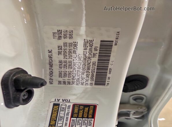 5J6RM4H32GL012963 2016 HONDA CR-V White Vista de la etiqueta del VIN