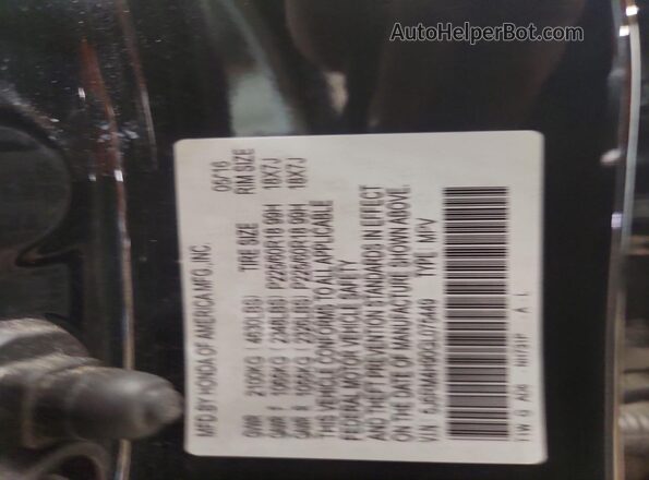 5J6RM4H90GL075449 2016 HONDA CR-V Black 