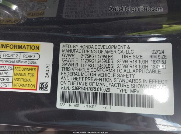 5J6RS4H76RL010029 2024 HONDA CR-V Black Engine compartment view
