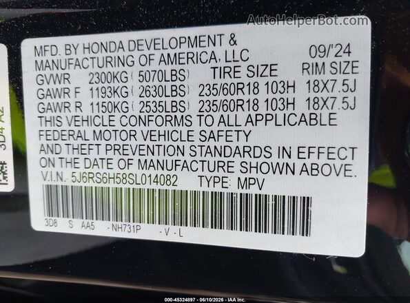 5J6RS6H58SL014082 2025 HONDA CR-V Black Engine compartment view