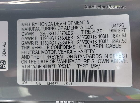 5J6RS6H87TL025313 2026 HONDA CR-V HYBRID Gray 