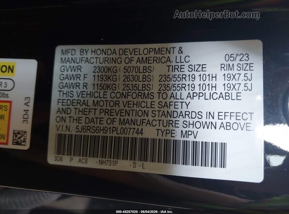 5J6RS6H91PL007744 2023 HONDA CR-V Gray Շարժիչի բաժամունքի տեսք