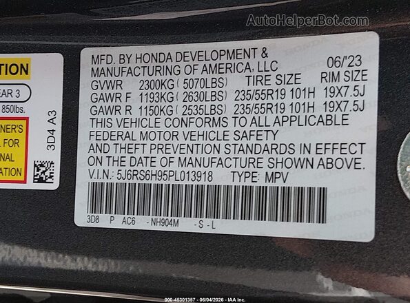 5J6RS6H95PL013918 2023 HONDA CR-V HYBRID Gray Вид підкапотного простору