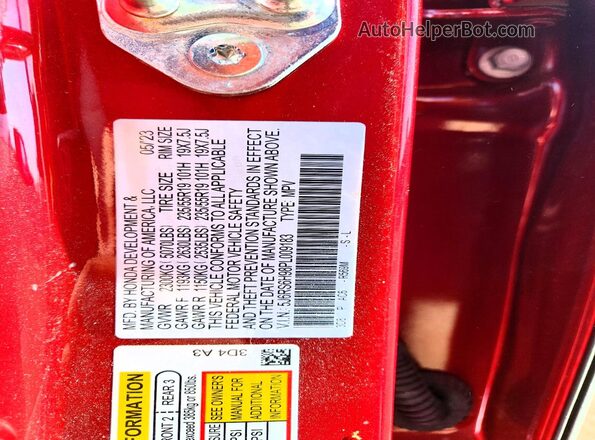 5J6RS6H98PL009183 2023 HONDA CR-V Red 