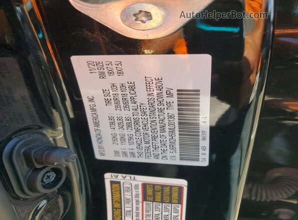 5J6RW2H59ML001387 2021 HONDA CR-V Charcoal 