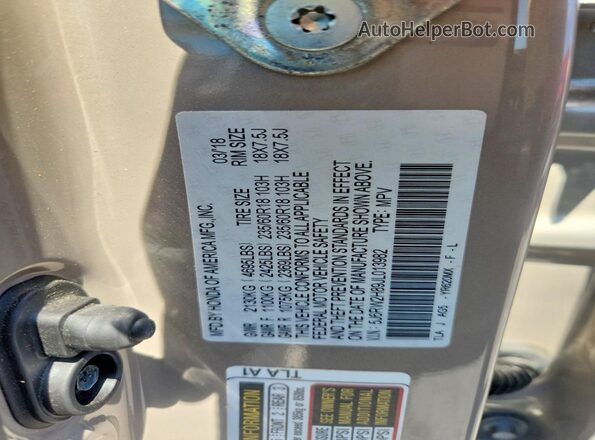 5J6RW2H89JL013982 2018 HONDA CR-V Silver VIN კოდის სტიკერის ხედი