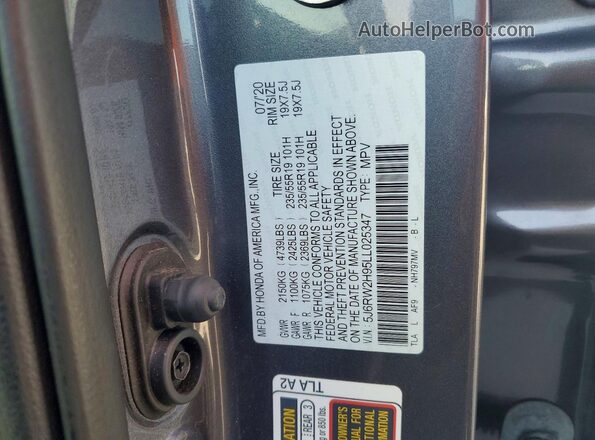 5J6RW2H95LL025347 2020 HONDA CR-V Gray 