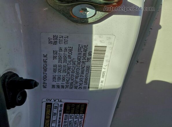 5J6RW5H31HL005083 2017 HONDA CR-V White Widok naklejki z numerem VIN