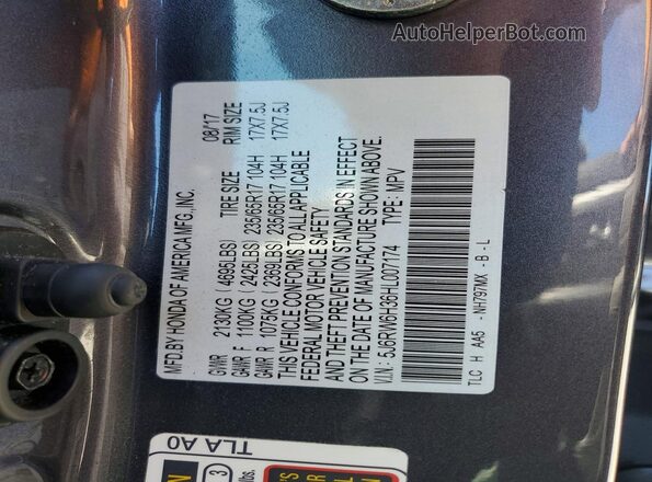 5J6RW6H36HL007174 2017 HONDA CR-V Gray Engine compartment view