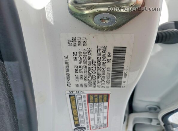5J8TC1H5XLL017970 2020 ACURA RDX White Вид наклейки з VIN-кодом