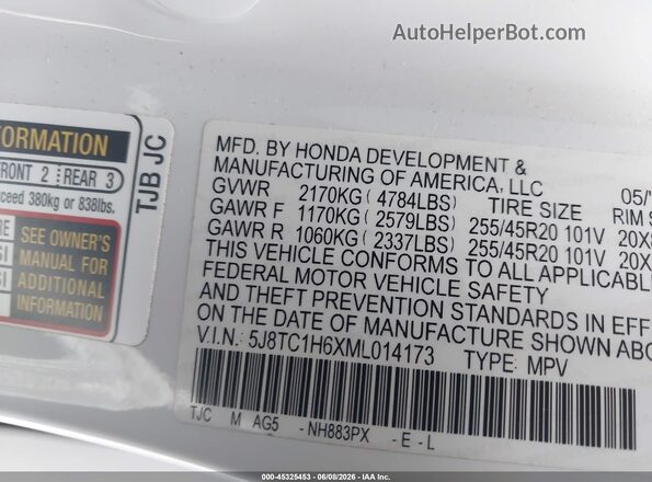 5J8TC1H6XML014173 2021 ACURA RDX White Շարժիչի բաժամունքի տեսք