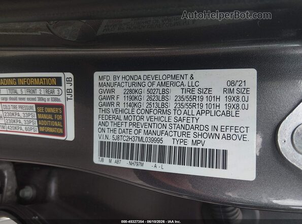 5J8TC2H37ML039995 2021 ACURA RDX Gray Շարժիչի բաժամունքի տեսք