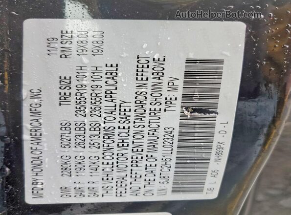 5J8TC2H51LL023243 2020 ACURA RDX Black 