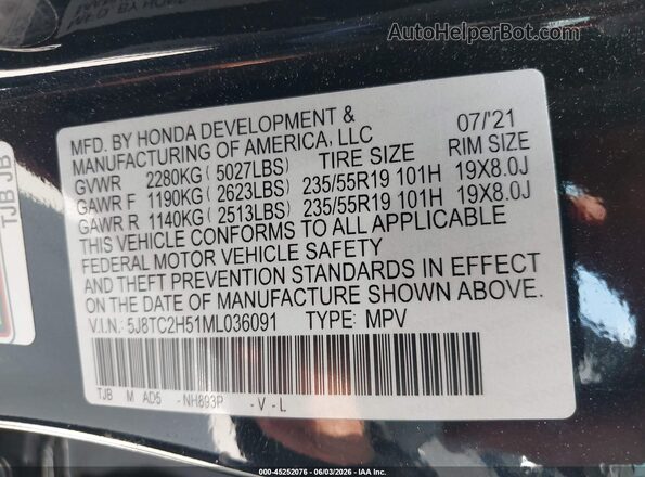 5J8TC2H51ML036091 2021 ACURA RDX Black Շարժիչի բաժամունքի տեսք