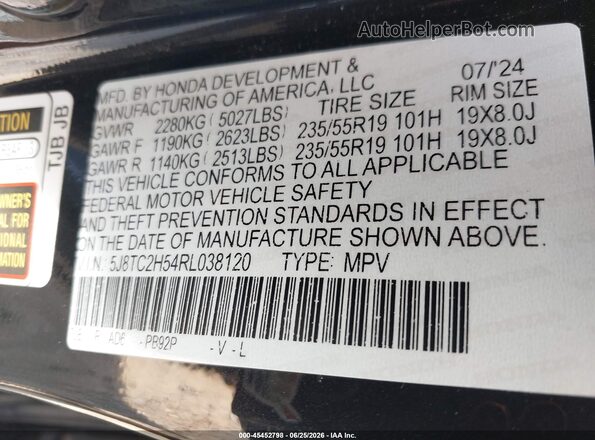 5J8TC2H54RL038120 2024 ACURA RDX Black Widok komory silnika
