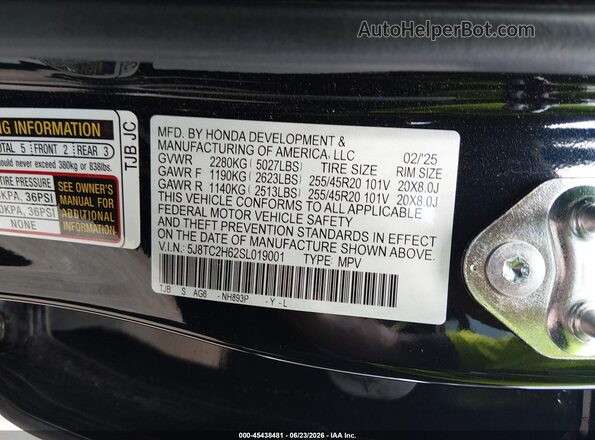 5J8TC2H62SL019001 2025 ACURA RDX Black Widok komory silnika