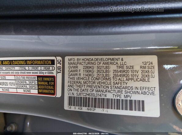 5J8TC2H63SL014714 2025 ACURA RDX Gray Widok komory silnika